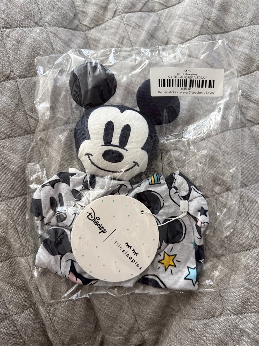 Disney Mickey Mouse Black & White Sleepyhead Lovey - Little Sleepies